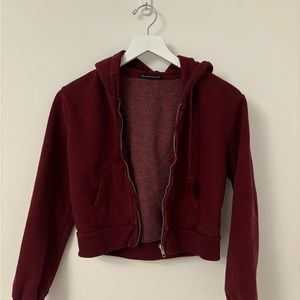 brandy melville cropped maroon crystal hoodie